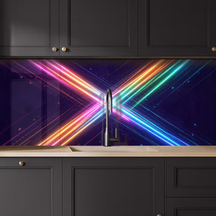 Kruisen - Lasterstralen - Neon keuken achterwand 2 middel -sfeer1