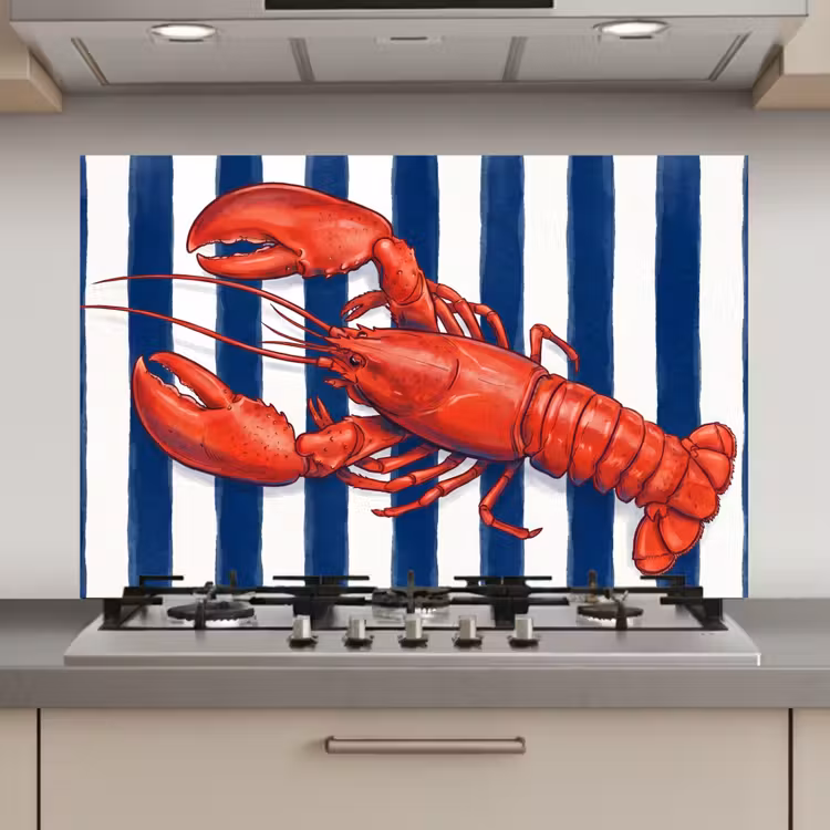 Schaaldier - Kreeft - Marine - Illustratie - Rood keuken achterwand spatscherm klein -3d_website