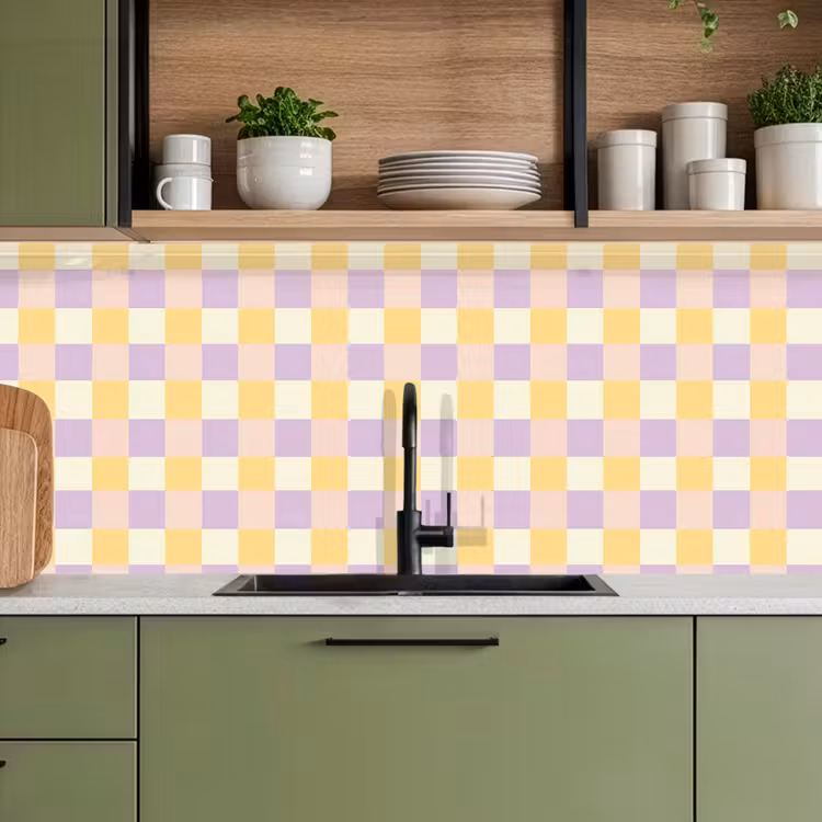 Blokjes - Lila - Geel keuken achterwand 2 middel 871 -sfeer3