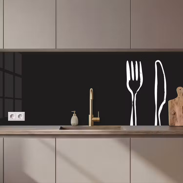 Bestek - Staand - Zwart - Wit keuken achterwand 2 middel zz_3dshopping