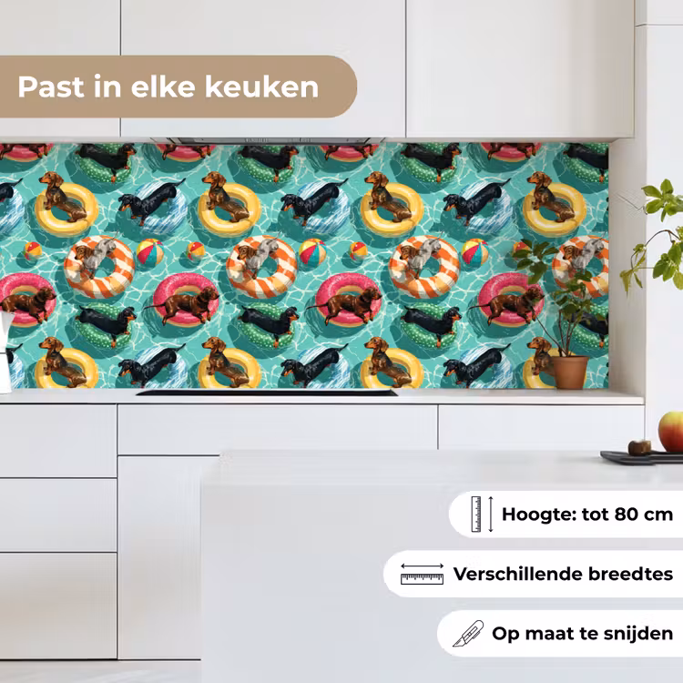 Teckels - Zwembad - Kleurrijk keuken achterwand 2 middel 871 -sfeer4_NL