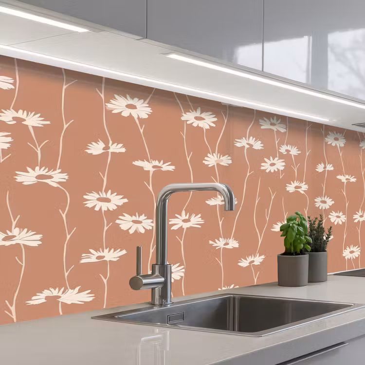 Madeliefjes - Subtiel - Terracotta keuken achterwand 2 middel 871 -3d_schuin