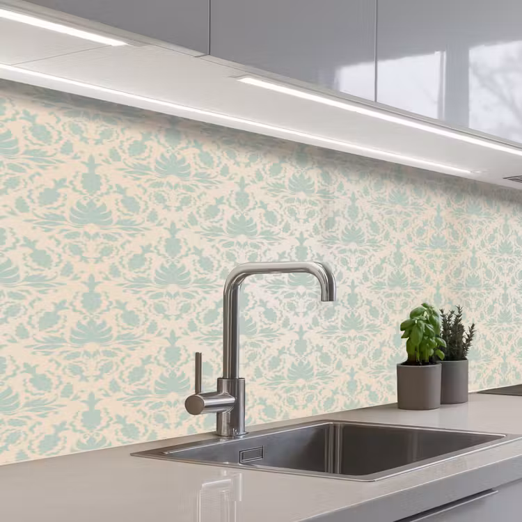 Damast - Vintage - Pastel - Design keuken achterwand 2 middel 871 -3d_schuin