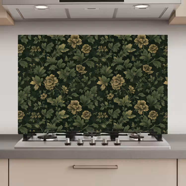 Donker - Groen - Goud - Botanisch keuken achterwand spatscherm klein 900 -3d_website