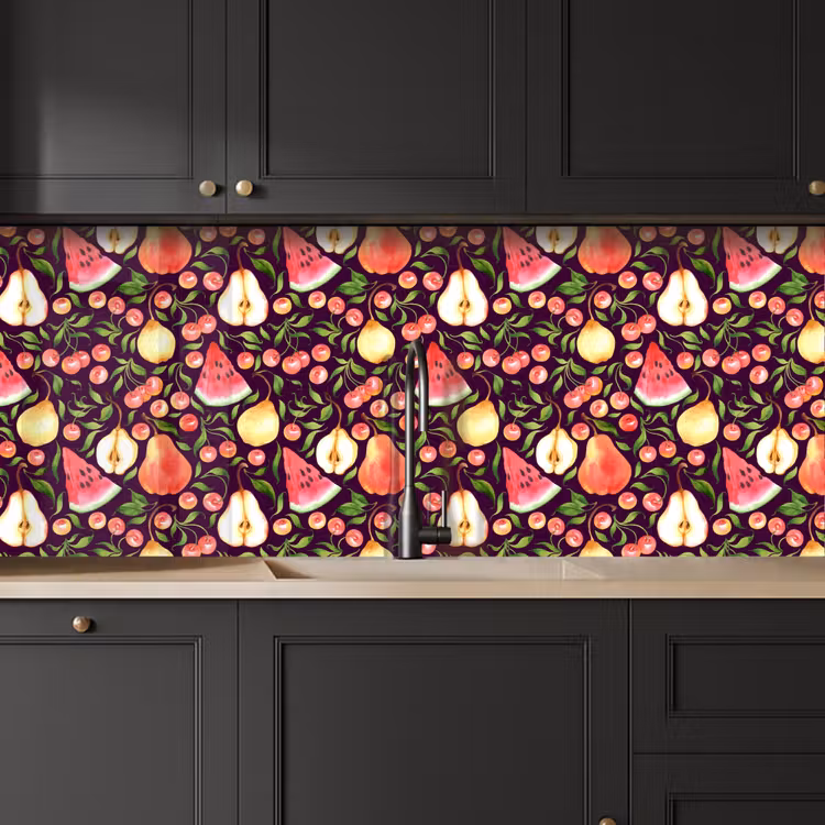 Donker - Bladeren - Fruit - Patroon keuken achterwand 2 middel 871 -sfeer1