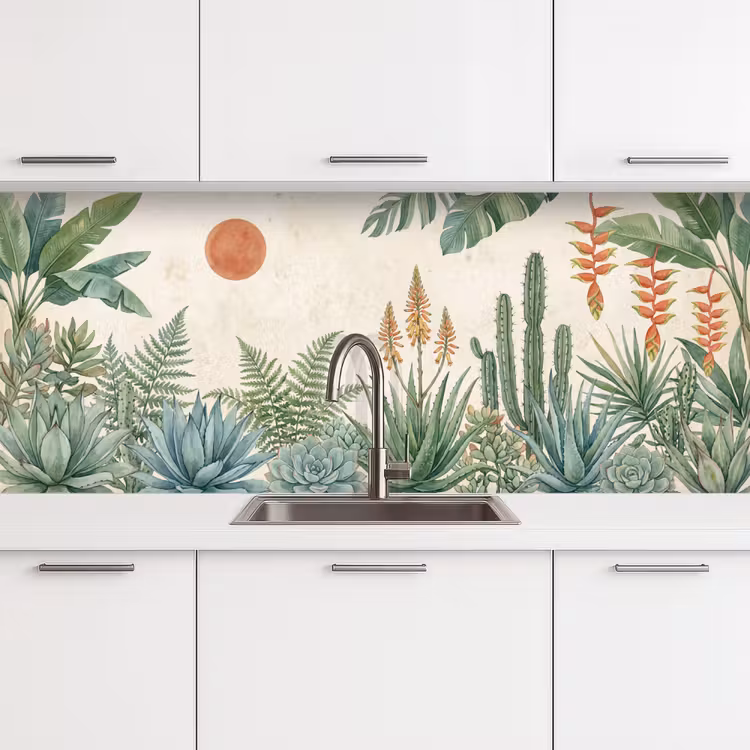 Woestijn - Planten - Groen keuken achterwand 2 middel -3d