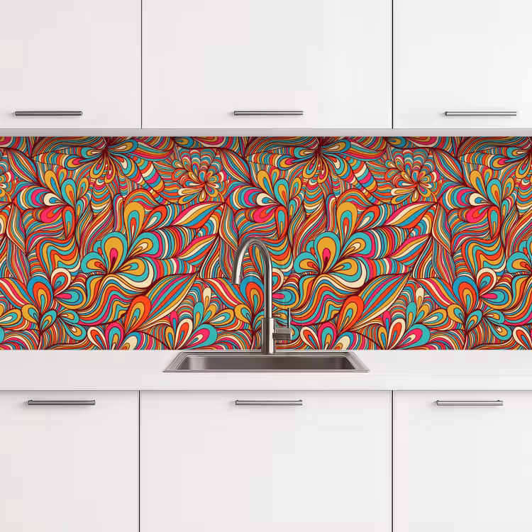 Design - Jaren 70 - Fantasy - Kleur keuken achterwand 2 middel 871 -3d