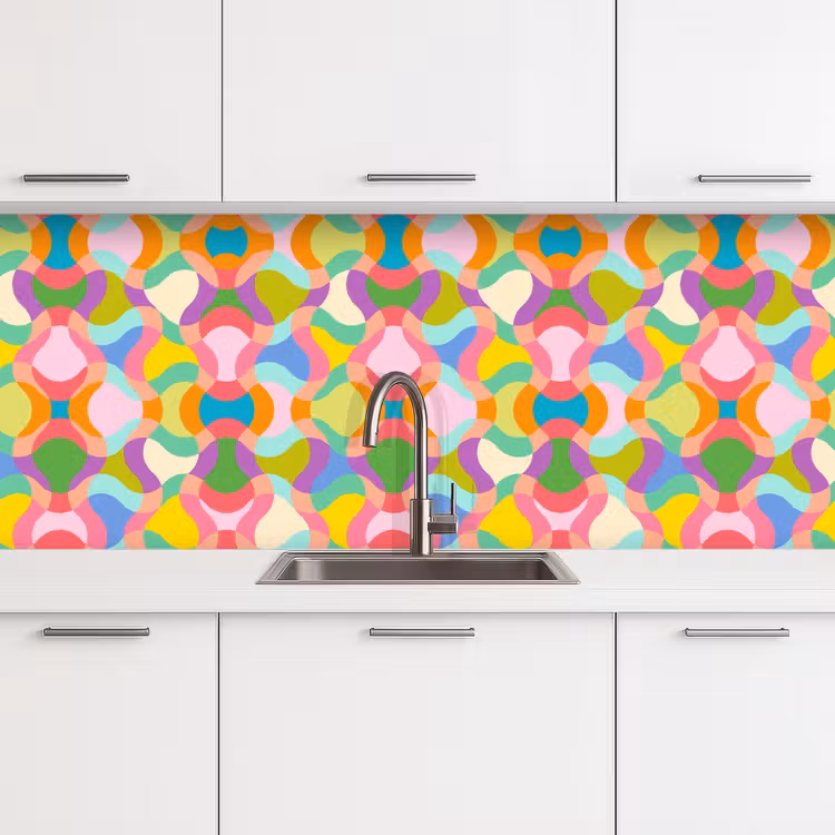 Design - Abstract - Kleuren - Retro keuken achterwand 2 middel 871 -3d