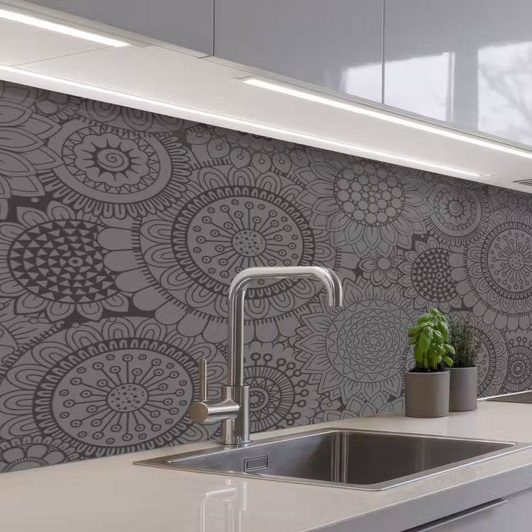 Design - Bohemian - Zonnebloem keuken achterwand 2 middel 871 -3d_schuin