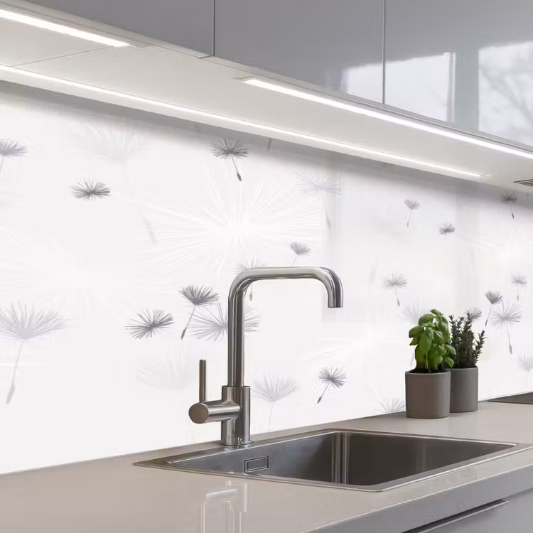 Design - Paardenbloem - Bloemen keuken achterwand 2 middel 871 -3d_schuin