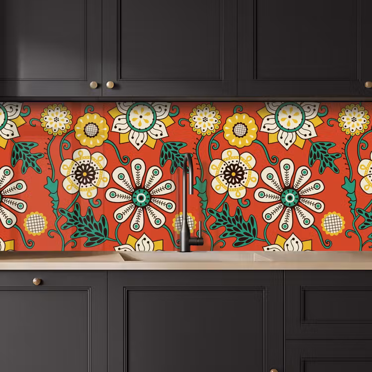 Design - Bloemen - Hippie - Retro keuken achterwand 2 middel 871 -sfeer1
