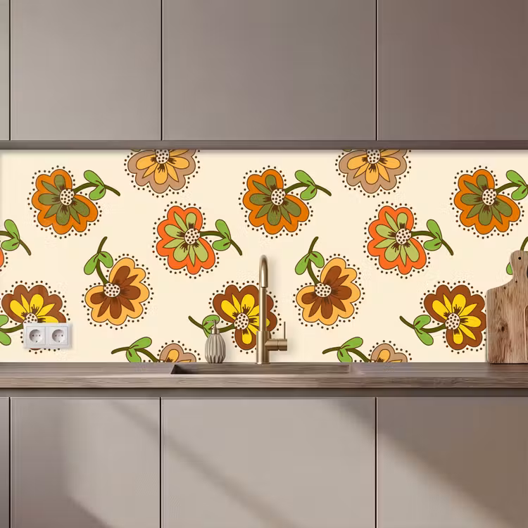 Design - Bloemen - Retro - Vintage keuken achterwand 2 middel 871 zz_3dshopping