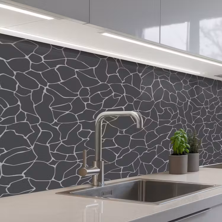 Design - Geometrie - Zwart keuken achterwand 2 middel 871 -3d_schuin