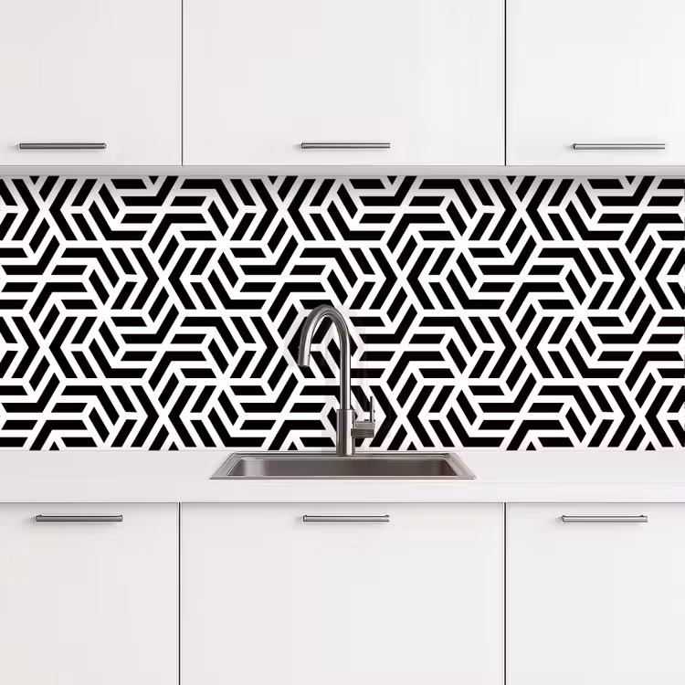 Design - Geometrie - Patroon - Zwart - Wit keuken achterwand 2 middel 871 -3d