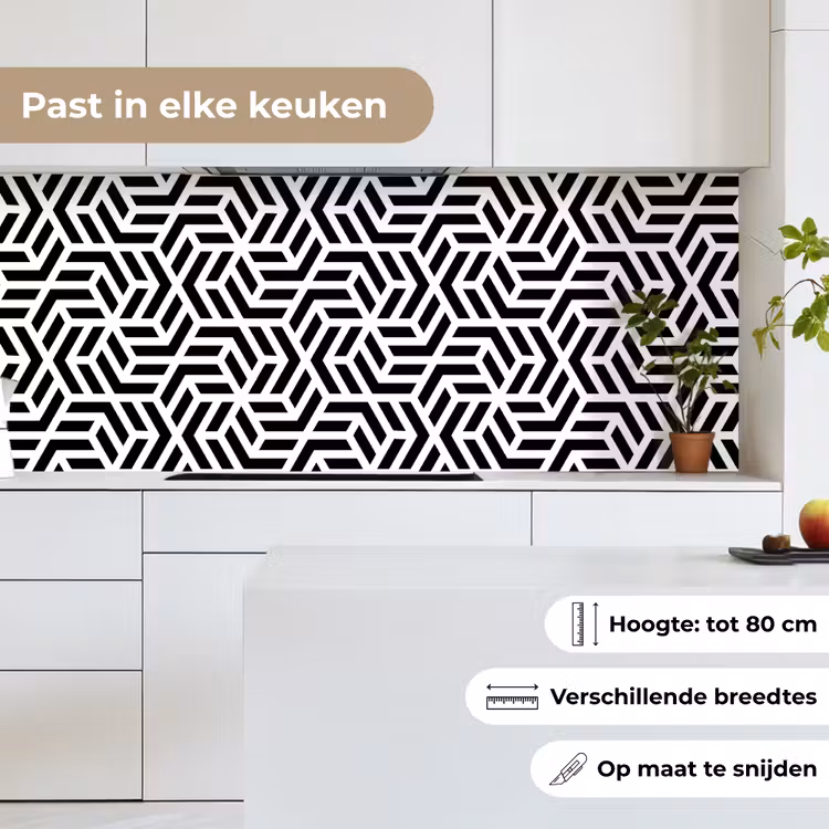 Design - Geometrie - Patroon - Zwart - Wit keuken achterwand 2 middel 871 -sfeer4_NL
