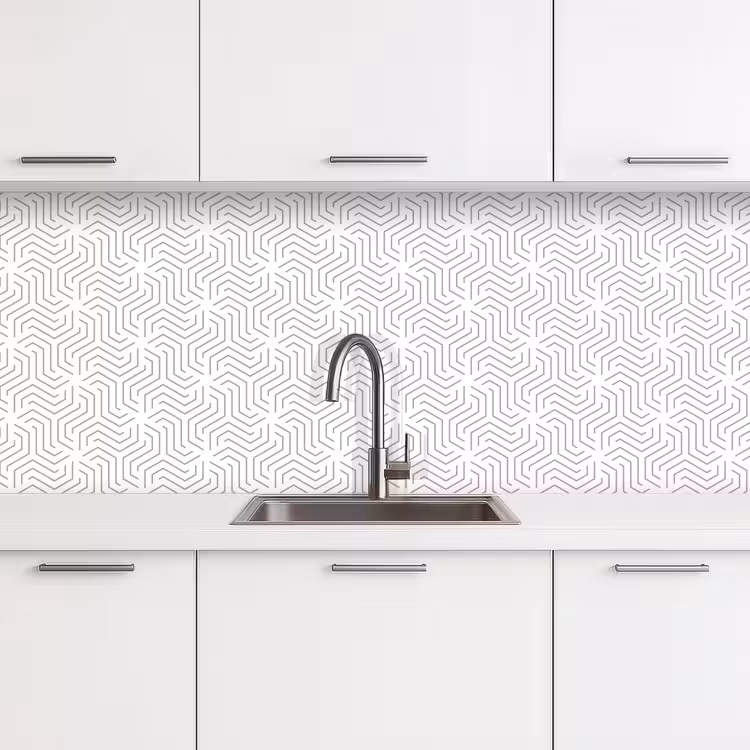 Design - Lijn - Patroon - Zwart - Wit keuken achterwand 2 middel 871 -3d