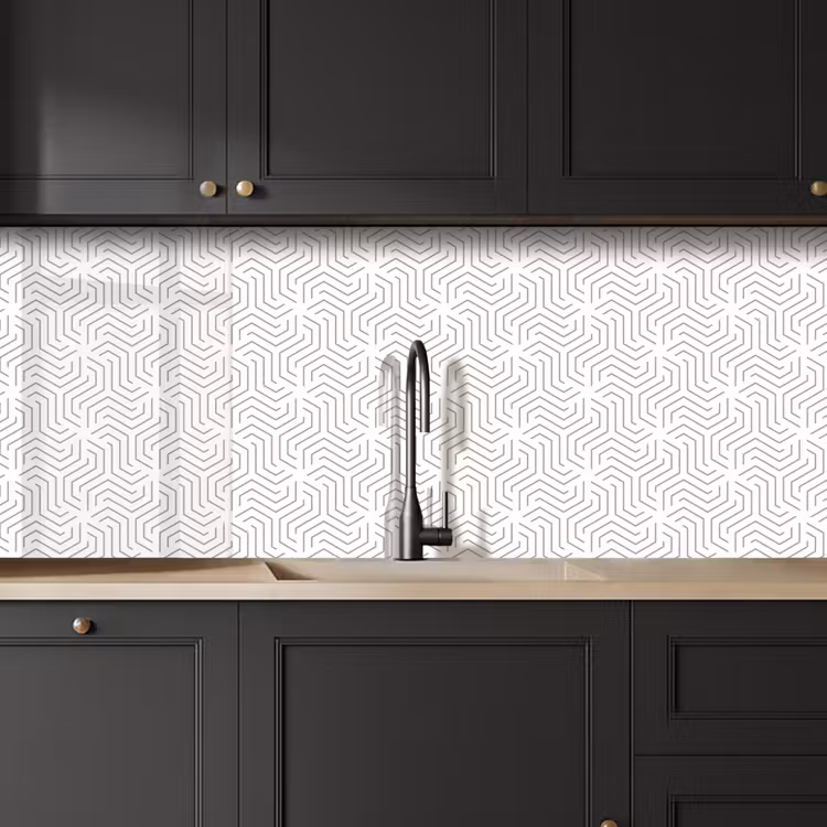 Design - Lijn - Patroon - Zwart - Wit keuken achterwand 2 middel 871 -sfeer1