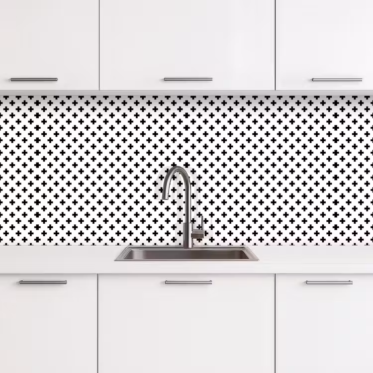 Design - Lijn - Patroon - Zwart - Wit keuken achterwand 2 middel 871 -3d