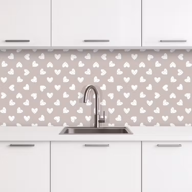 Design - Lijn - Patroon - Hart - Grijs keuken achterwand 2 middel 871 -3d