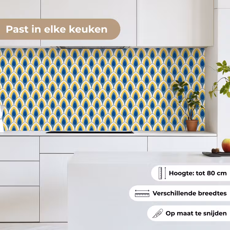 Design - Patroon - Retro - Geel - Blauw keuken achterwand 2 middel 871 -sfeer4_NL