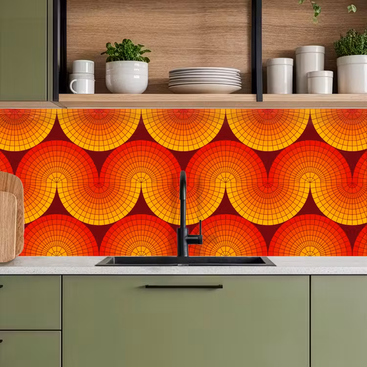 Design - Retro - Rood - Abstract keuken achterwand 2 middel 871 -sfeer3
