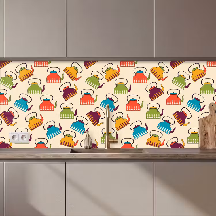 Design - Retro - Theepot - Kleuren keuken achterwand 2 middel 871 zz_3dshopping