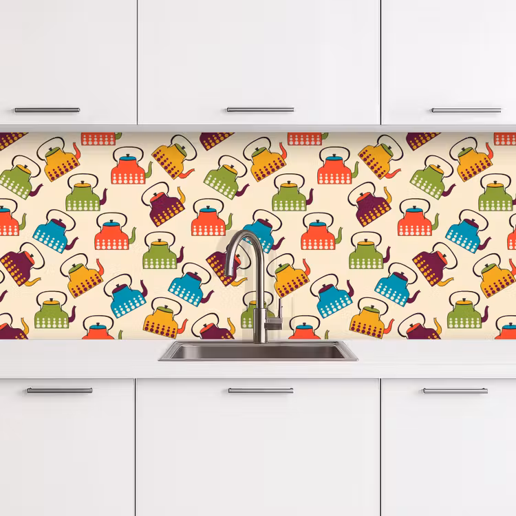 Design - Retro - Theepot - Kleuren keuken achterwand 2 middel 871 -3d