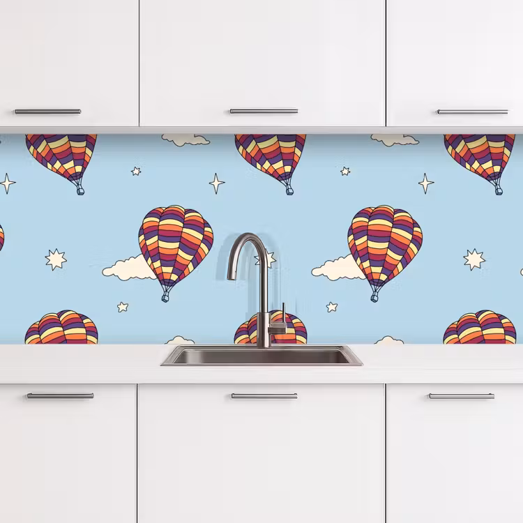 Design - Vintage - Luchtballon keuken achterwand 2 middel 871 -3d