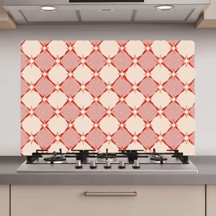 Ruiten - Sterren - Vintage - Oudroze - Rood keuken achterwand spatscherm klein 900 -3d_website