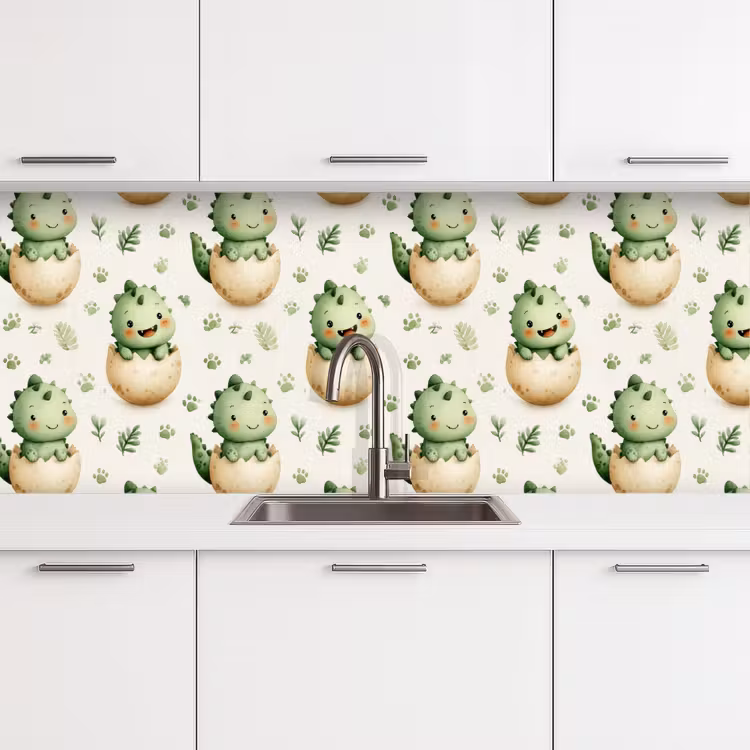 Dino - Eieren - Groen keuken achterwand 2 middel 871 -3d