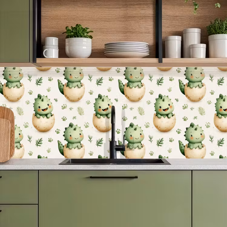 Dino - Eieren - Groen keuken achterwand 2 middel 871 -sfeer3