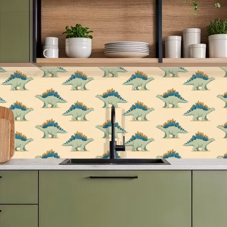 Dino - Patroon - Groen keuken achterwand 2 middel 871 -sfeer3