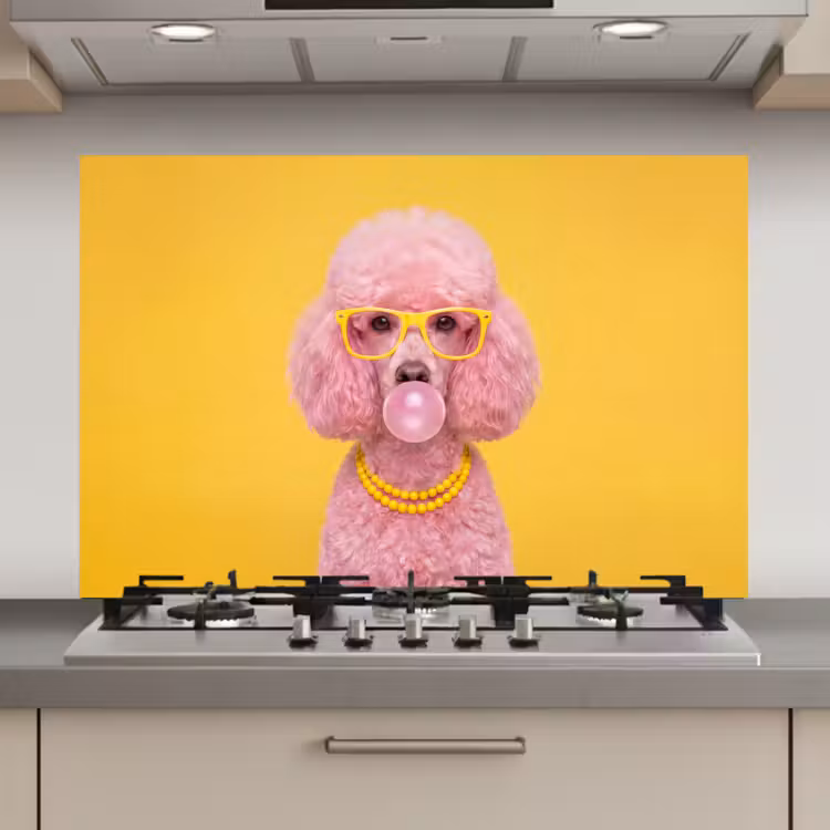 Hond - Kauwgum - Dieren - Modern - Roze keuken achterwand spatscherm klein -3d_website