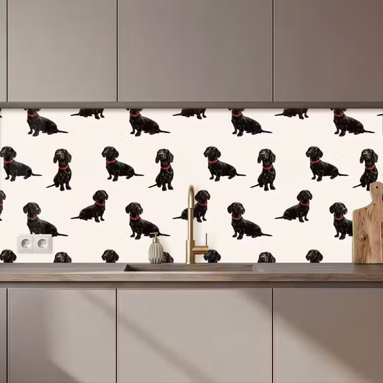 Hond - Patroon - Zwart keuken achterwand 2 middel 871 zz_3dshopping