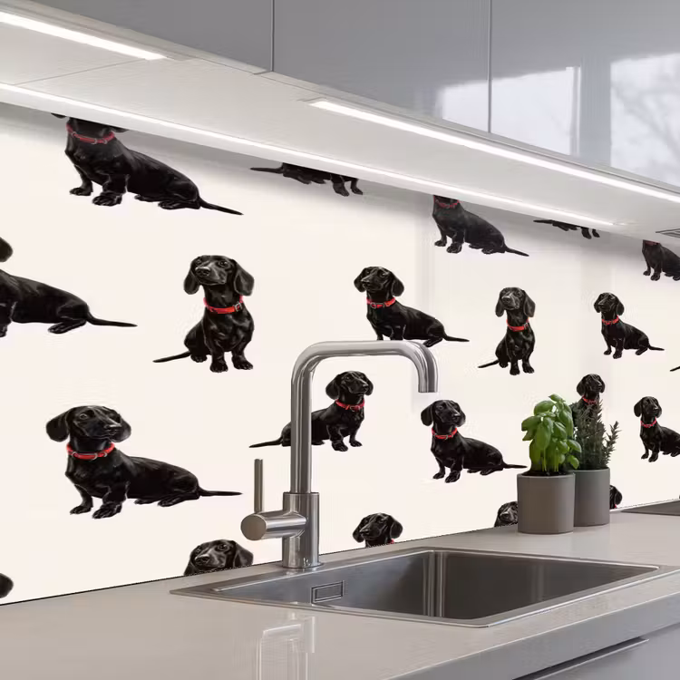 Hond - Patroon - Zwart keuken achterwand 2 middel 871 -3d_schuin
