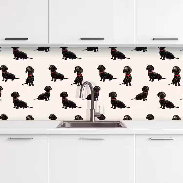 Hond - Patroon - Zwart keuken achterwand 2 middel 871 -3d