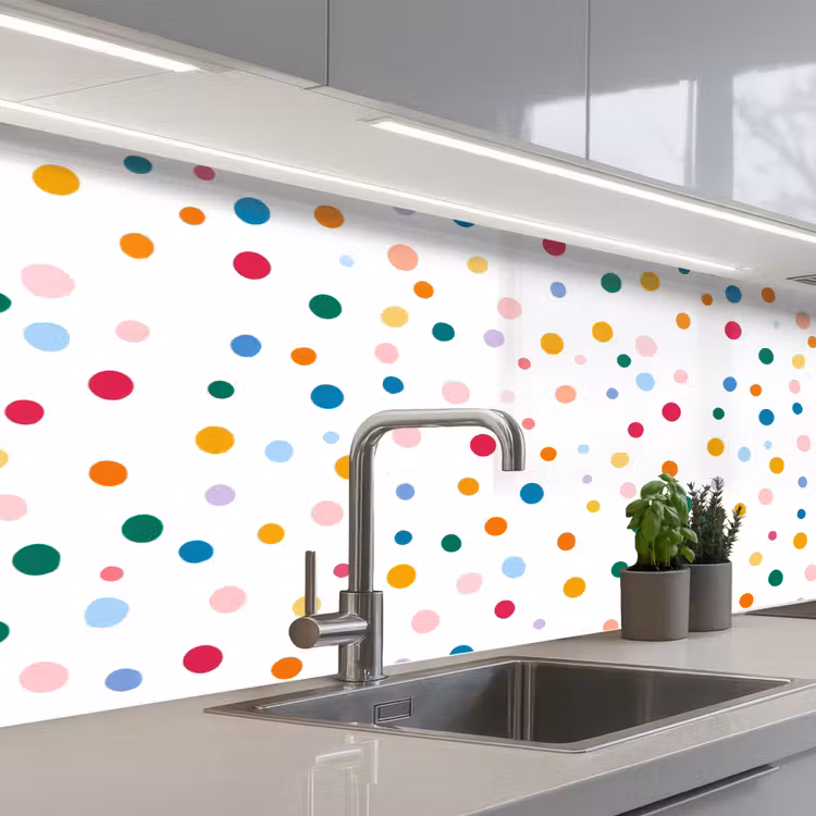 Stippen - Speels - Kleurrijk keuken achterwand 2 middel 871 -3d_schuin