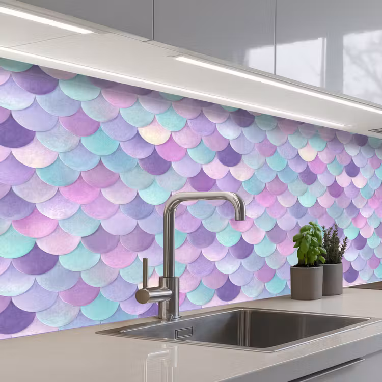 Dromerig - Zeemeermin - Pastel keuken achterwand 2 middel 871 -3d_schuin