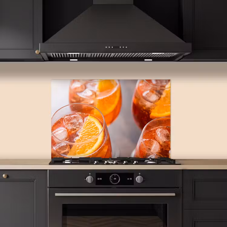 Drank - Sinaasappel - IJs - Zomer - Oranje keuken achterwand spatscherm klein -sfeer1