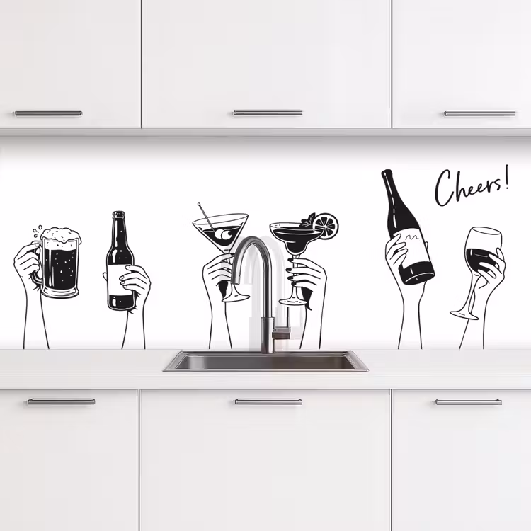 Drinken - Zwart - Wit keuken achterwand 2 middel -3d