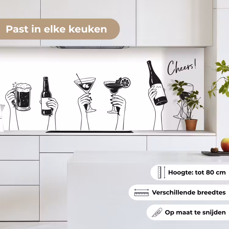 Drinken - Zwart - Wit keuken achterwand 2 middel -sfeer4_NL