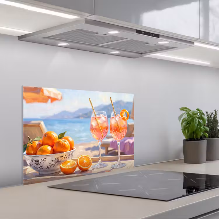 Drank - Glazen - Strand - Zomer - Oranje keuken achterwand spatscherm klein -3d_schuin