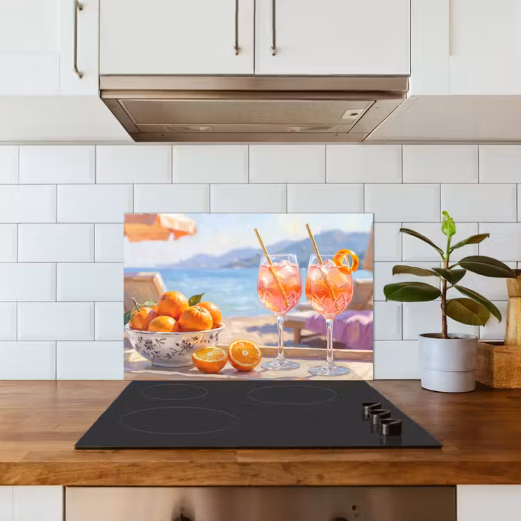 Drank - Glazen - Strand - Zomer - Oranje keuken achterwand spatscherm klein -sfeer2