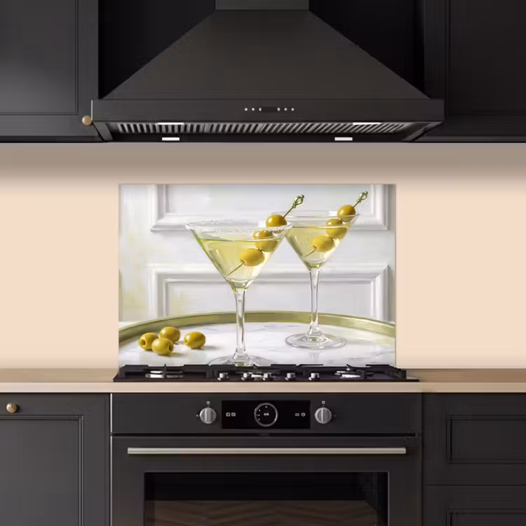 Drank - Martini - Olijven - Modern - Wit keuken achterwand spatscherm klein -sfeer1