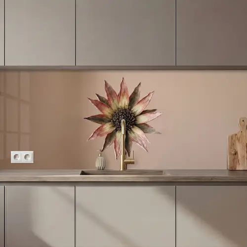 Droogbloem - Protea - Vintage - Beige - Rustiek keuken achterwand 2 middel zz_3dshopping
