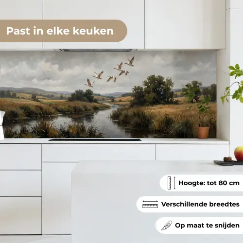 Eenden - Rivier - Landschap - Vlucht - Nostalgisch keuken achterwand 2 middel -sfeer4_NL