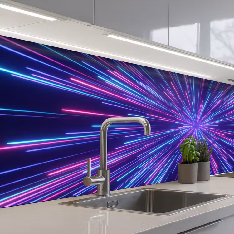 Dynamisch - Ruimte - Kleurrijk keuken achterwand 2 middel -3d_schuin