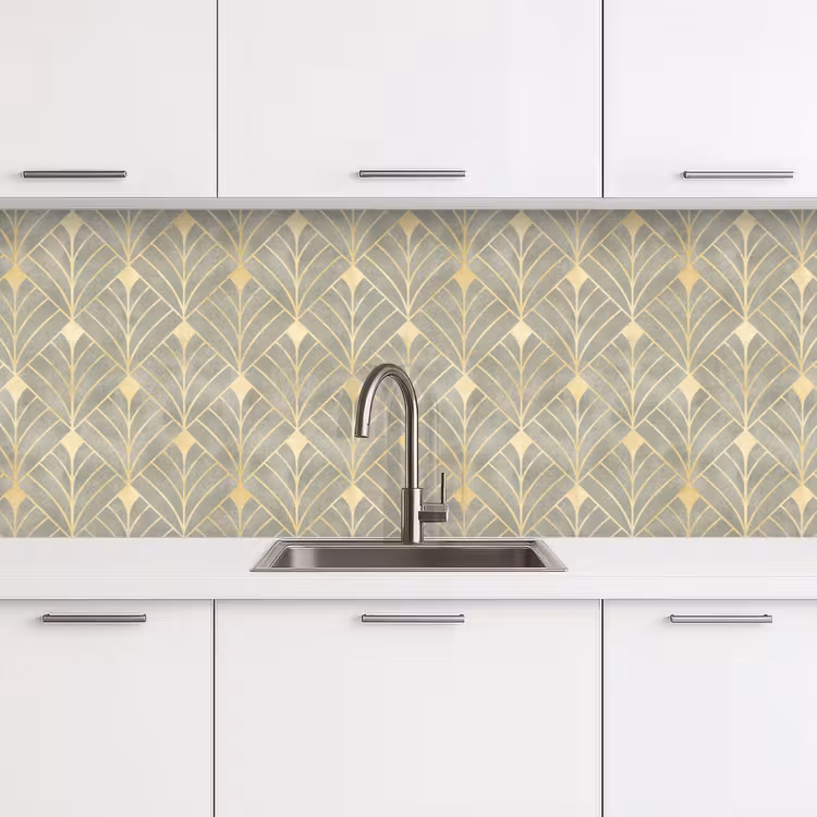 Elegant - Symbool - Goud - Grijsgroen keuken achterwand 2 middel 871 -3d