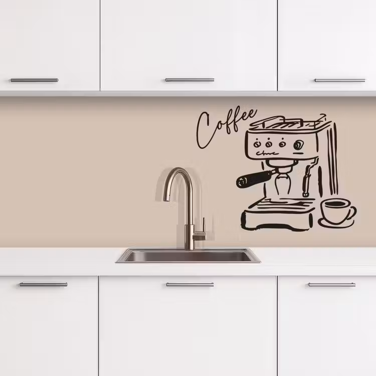 Espressomachine - Beige - Zwart keuken achterwand 2 middel -3d