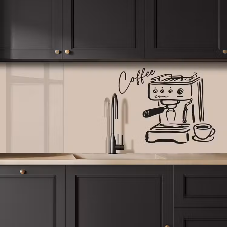 Espressomachine - Beige - Zwart keuken achterwand 2 middel -sfeer1